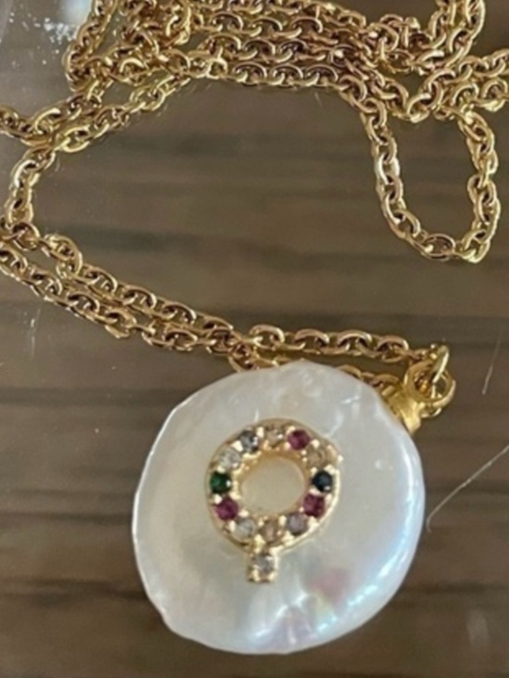 Justyna Kaminska JKNY Simulated Pearl Initial Necklace Q NWT